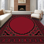 Rich Red Black Floral Damask Rug
