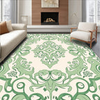 Green Swirls Classic Damask Pattern Rug