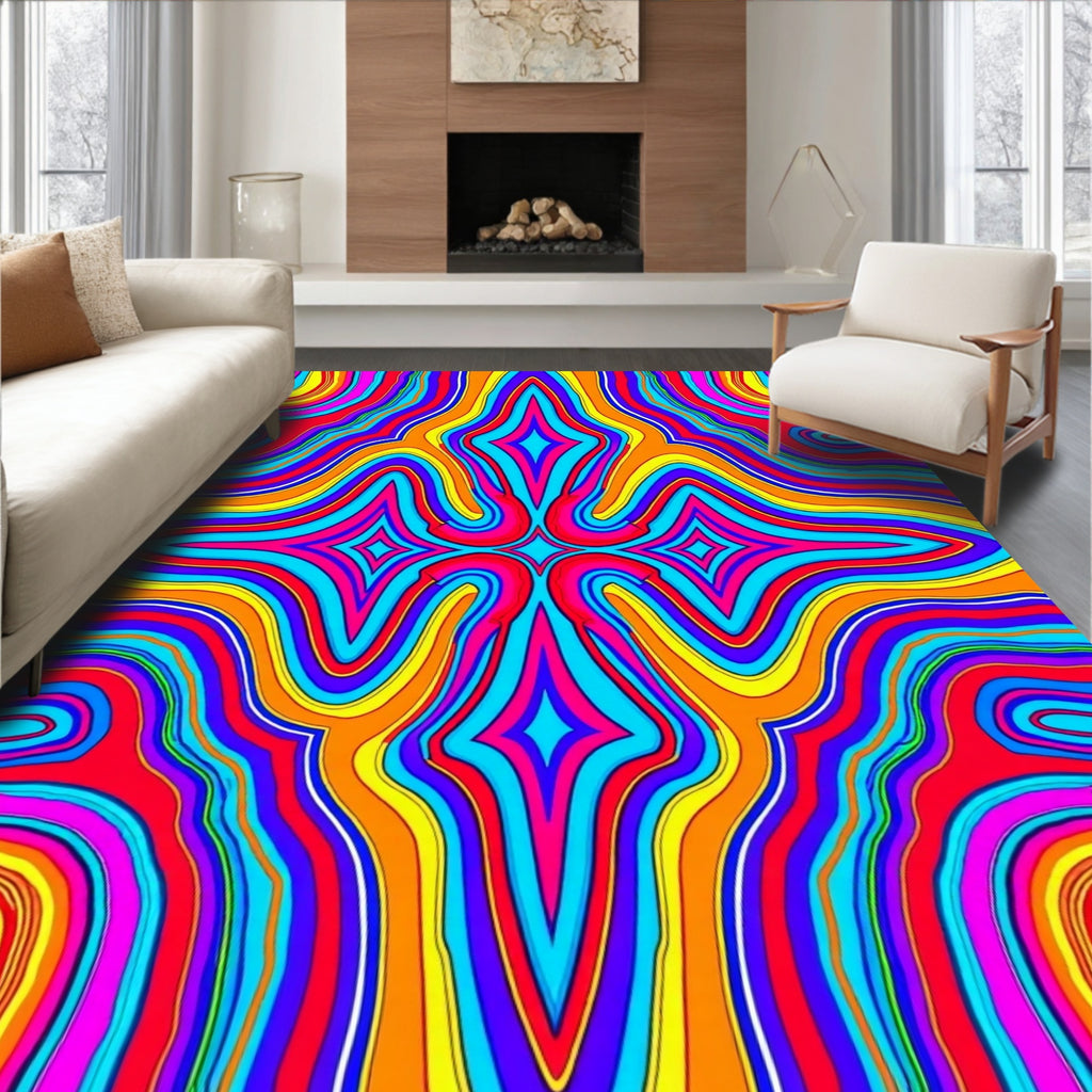 Retro Psychedelic Swirl Pattern Rug