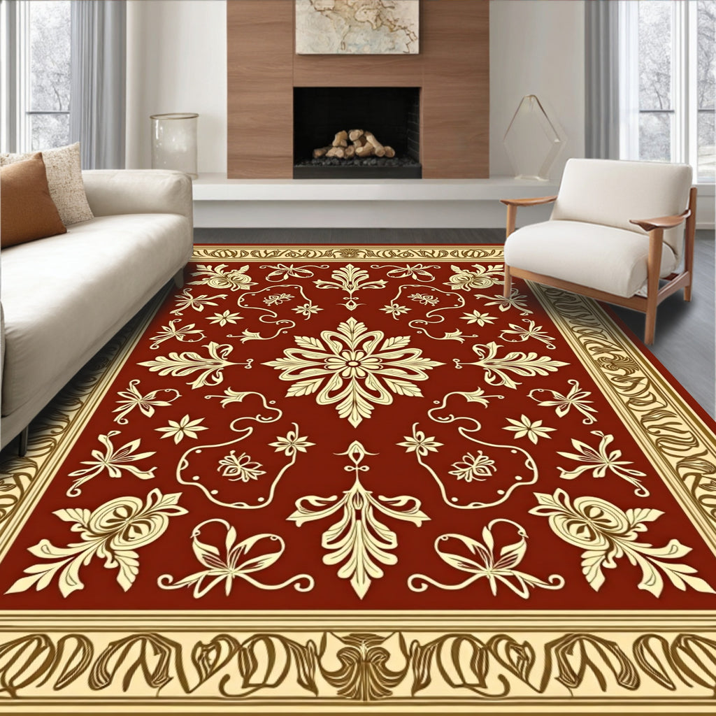 Ornate Floral Scrollwork Pattern Rug