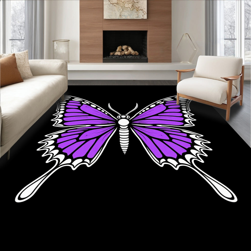 Vibrant Purple Butterfly Garden Rug