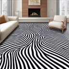 Black and White Abstract Swirl Pattern Rug