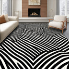 Bold Black White Graphic Stripes Rug