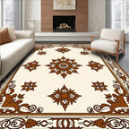 Ornate Floral Bordered Cream Rug