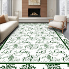 Dark Green Floral Script Medallion Rug