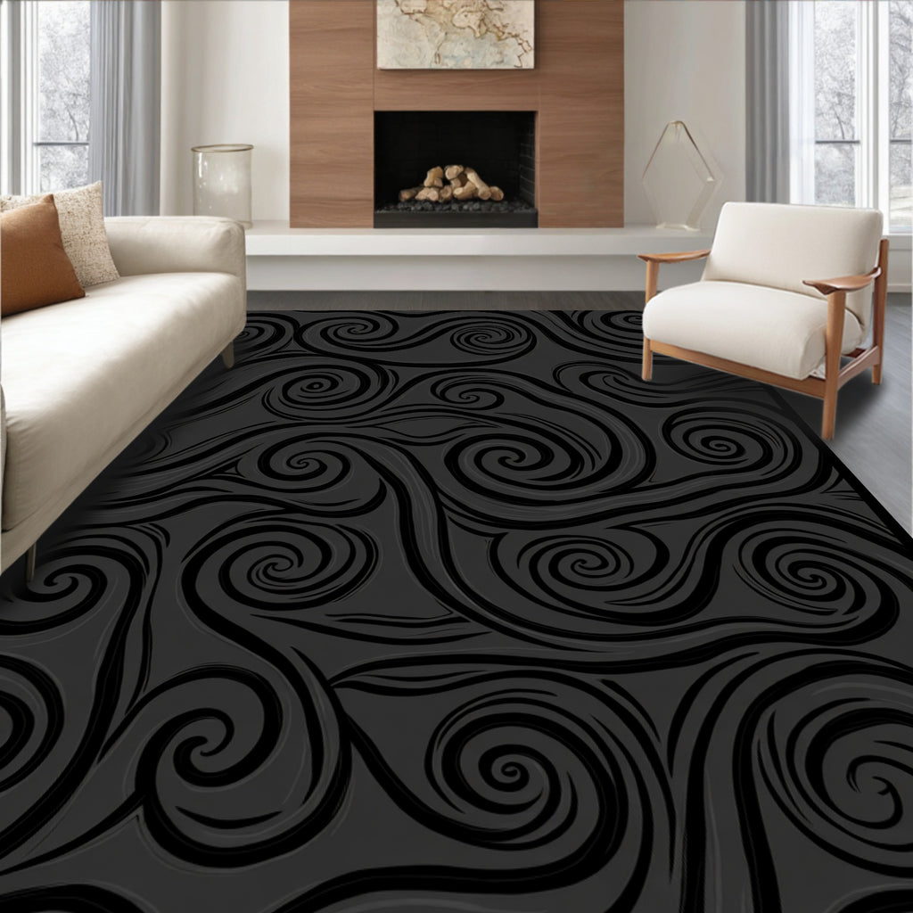 Monochromatic Swirl Abstract Pattern Rug