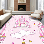 Pink Castle Clouds And Stars Pattern Rug