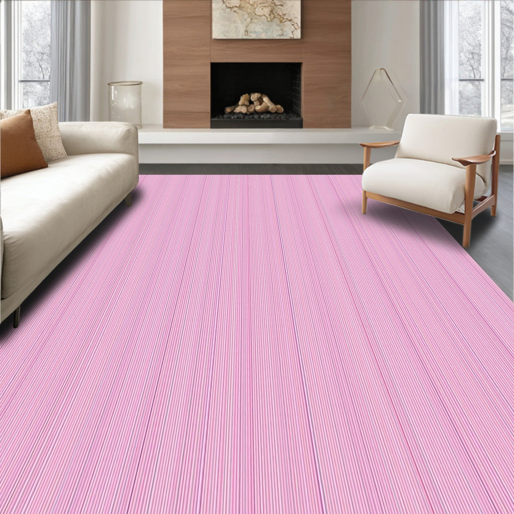Modern Vertical Stripe Pink Runner Rug