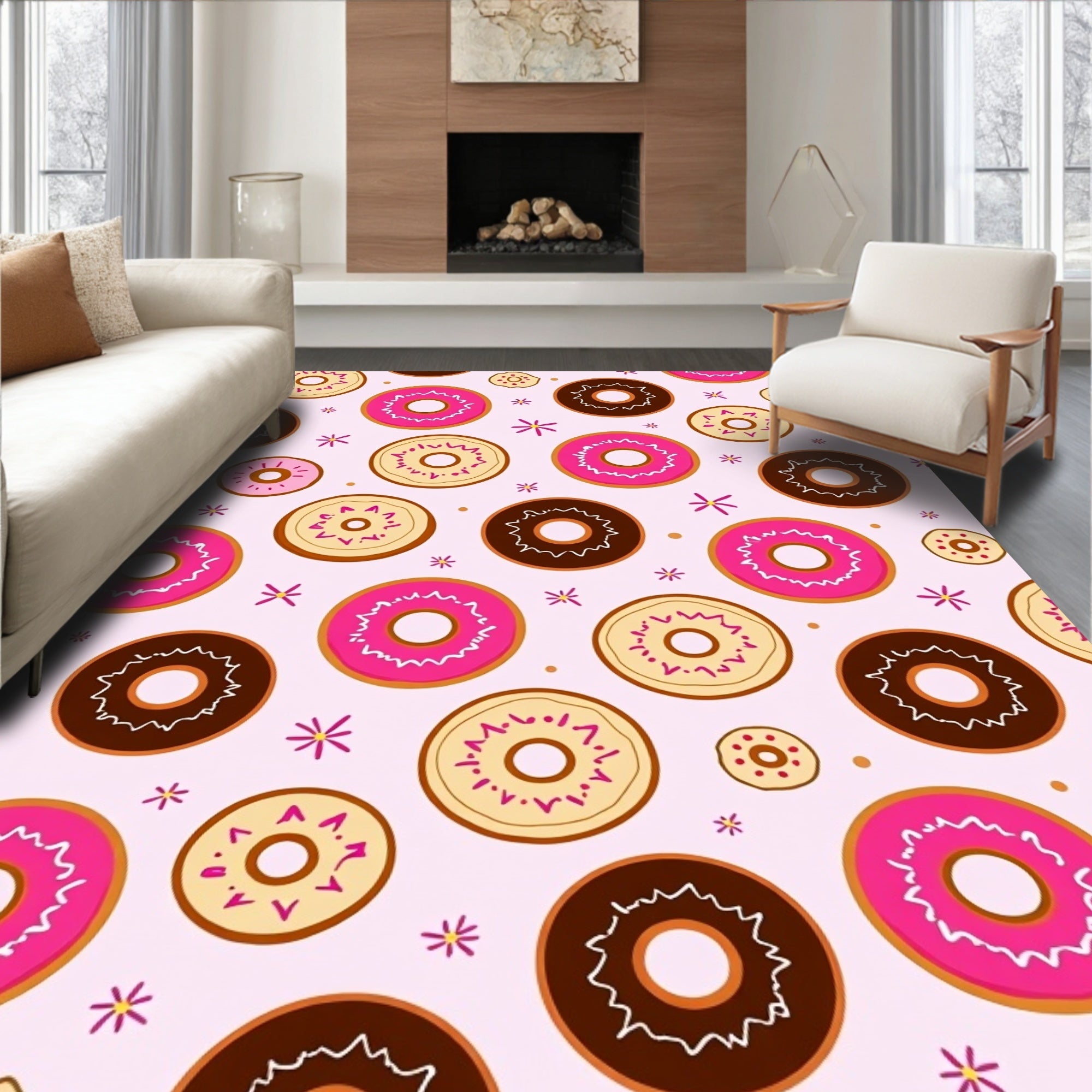 Fun Donut Pattern Design Rug