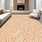 Orange Swirl Line Abstract Art Rug