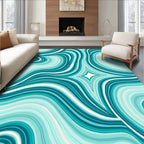 Cool Aqua Wavy Lines Pattern Rug