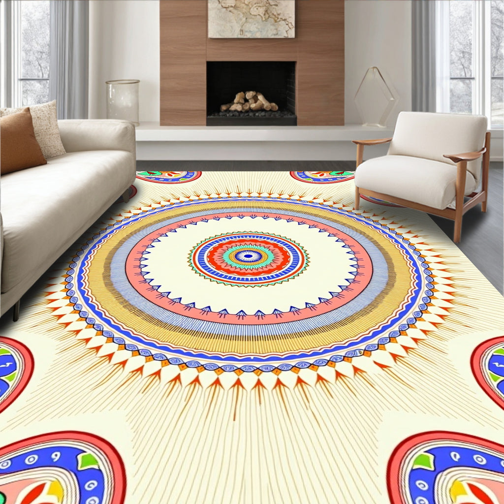 Vibrant Circular Sunburst Pattern Rug