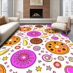 Whimsical Fruit Slice Star Pattern Rug
