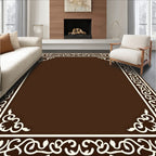 Classic Brown Ivory Scroll Border Rug