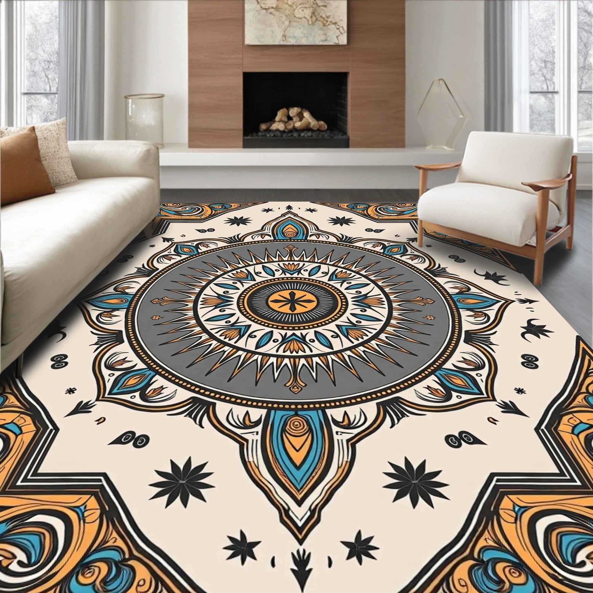 Mandala Tribal Sunburst Medallion Rug