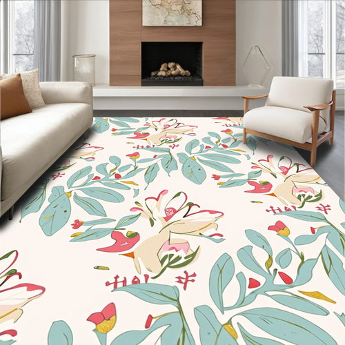 Abstract Floral Botanical Print Rug