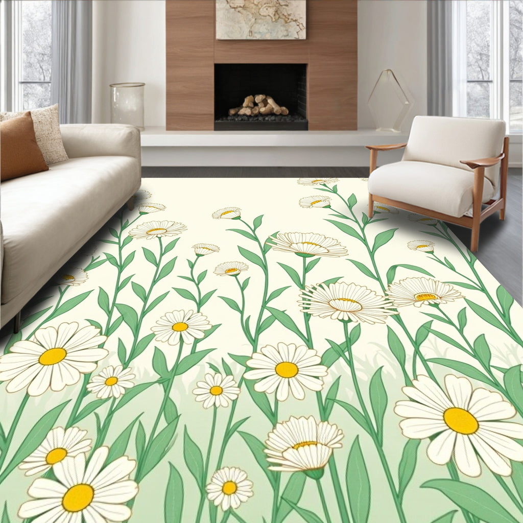 Daisy Field Garden Pattern Design Rug