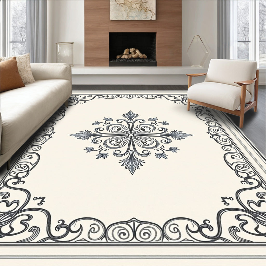 Ornate Scroll Leaf Pattern Design Rug