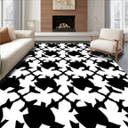Bold Black Interlocking Geometric Pattern Rug