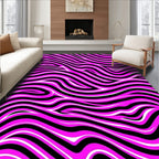 Bold Pink and Black Wavy Lines Rug