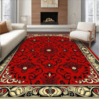 Classic Red Floral Border Design Rug