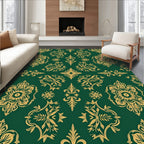 Elegant Gold Floral Damask Pattern Rug