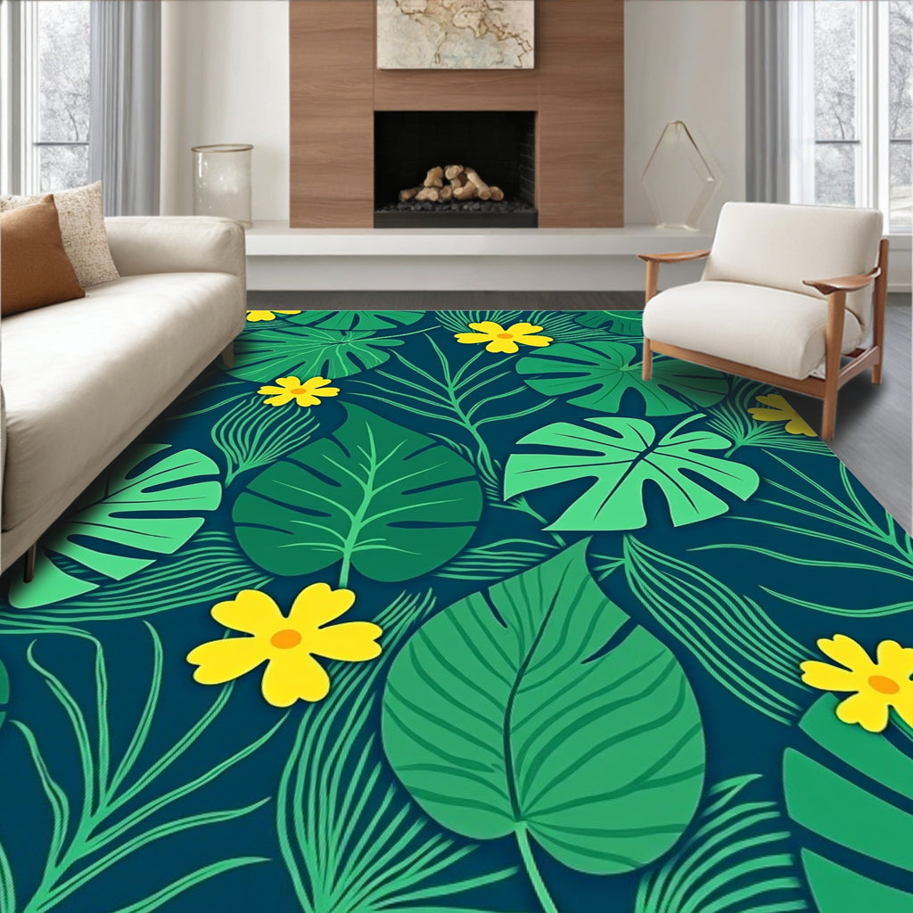 Lush Tropical Jungle Foliage Rug