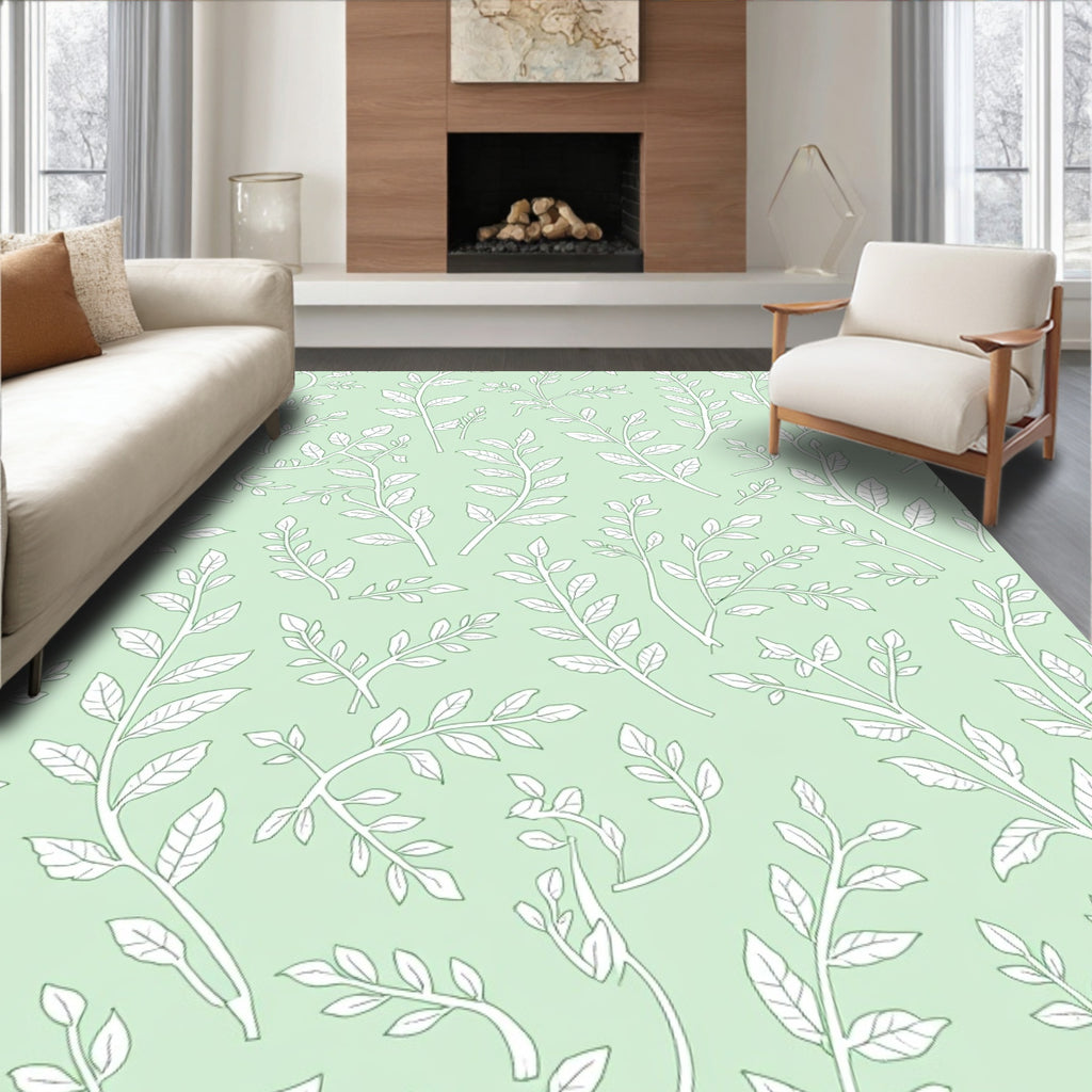 Delicate Leaf Branches All Over Design Rug