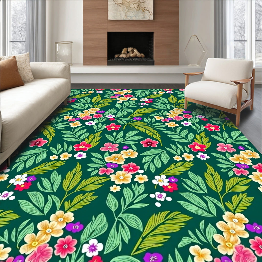 Lush Greenery Floral Pattern Rug