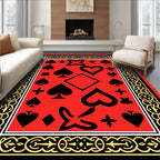 Playing Card Symbols Red Border Rug