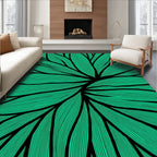 Emerald Green Abstract Leaf Pattern Rug