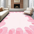 Soft Pink Petal Border Design Rug