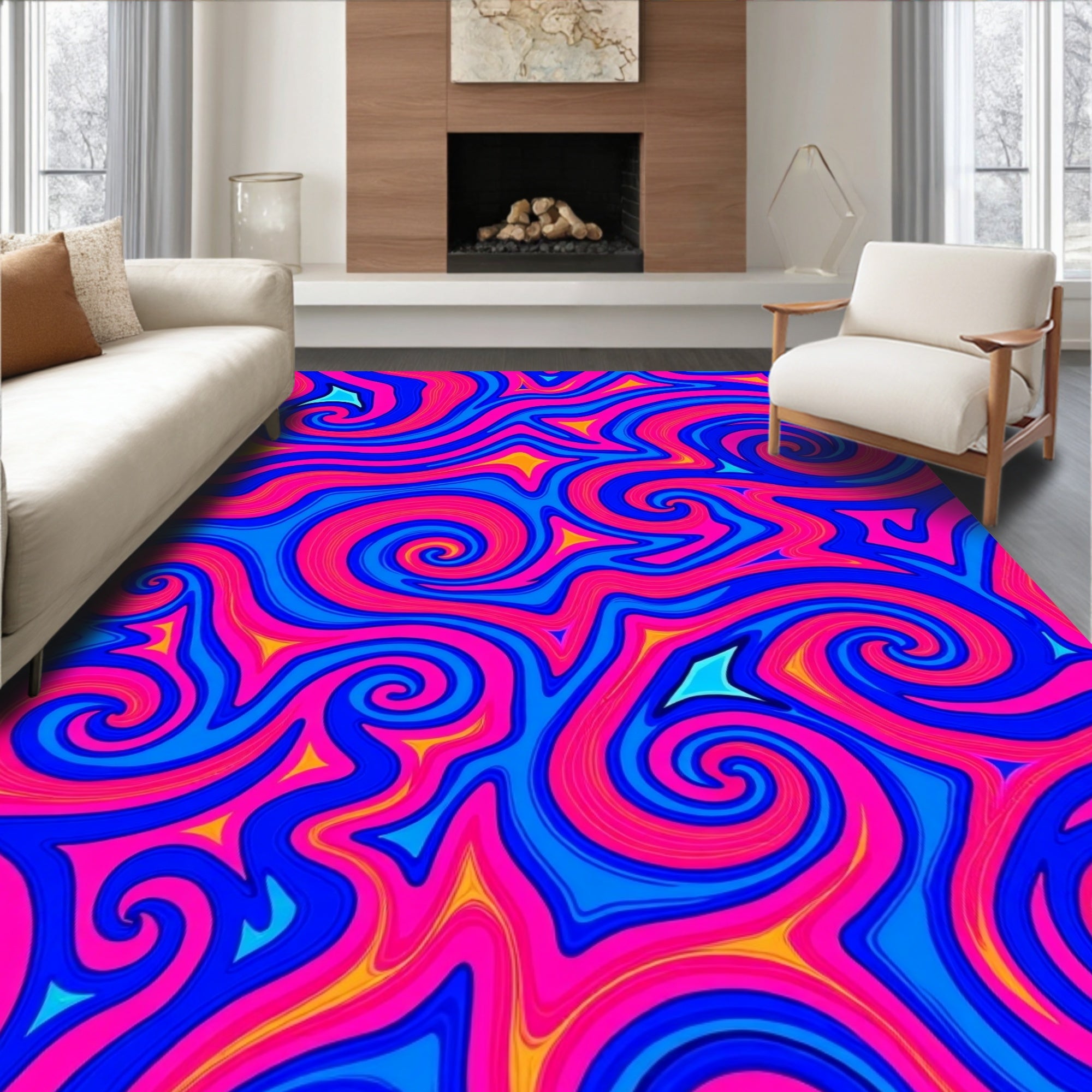 Vibrant Swirl Triangles Pattern Rug