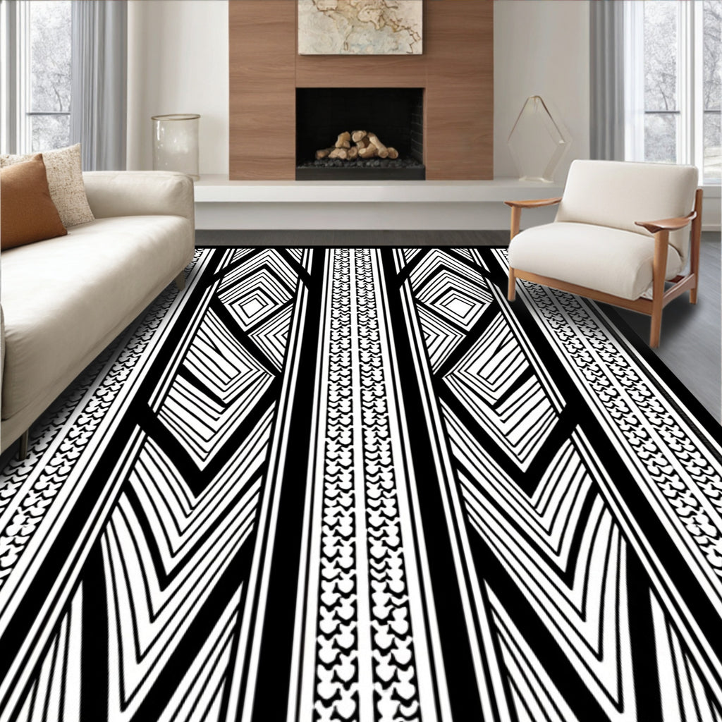 Bold Geometric Tribal Pattern Rug