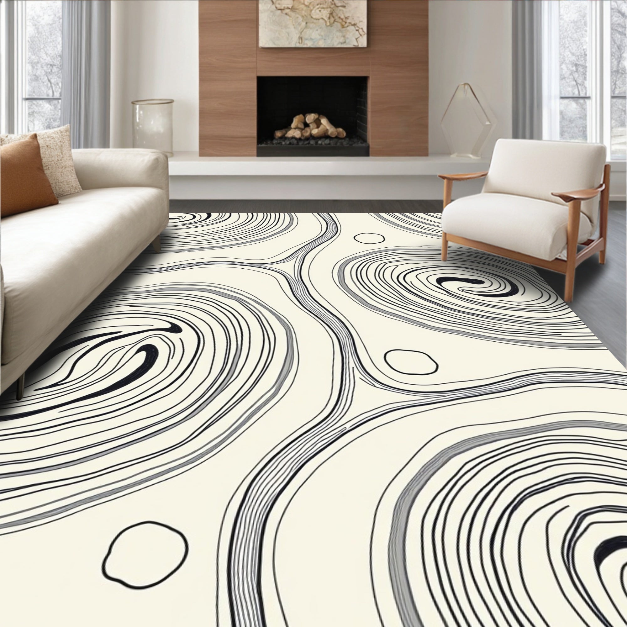 Abstract Organic Swirl Pattern Rug