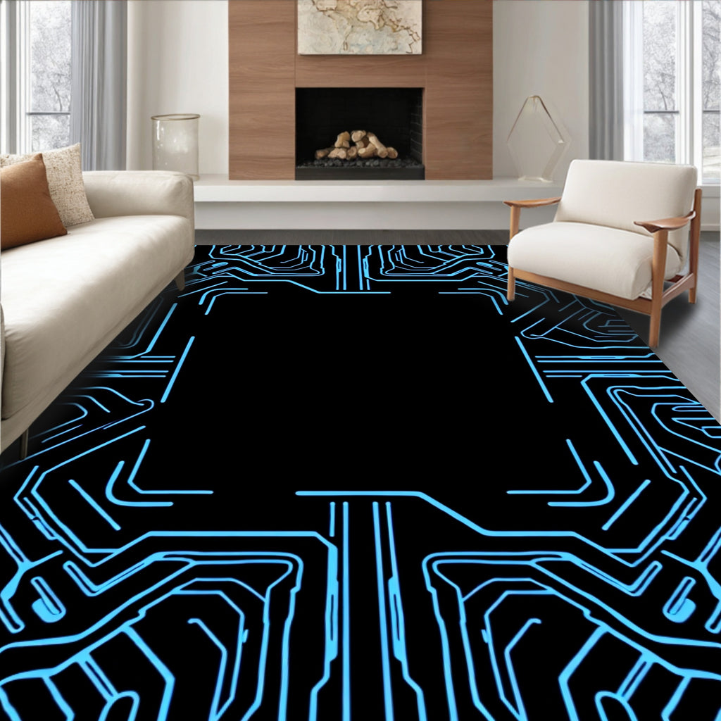 Circuit Board Lines Abstract Rug