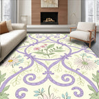 Lilac Floral Scrollwork Pattern Rug