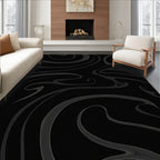 Dark Gray Swirling Abstract Lines Rug