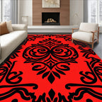 Bold Black Floral Damask Rug