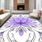 Floral Mandala Purple Outline Rug