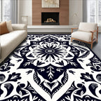 Dark Floral Symmetry Pattern Rug