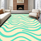 Aqua Wave Cream Pattern Rug