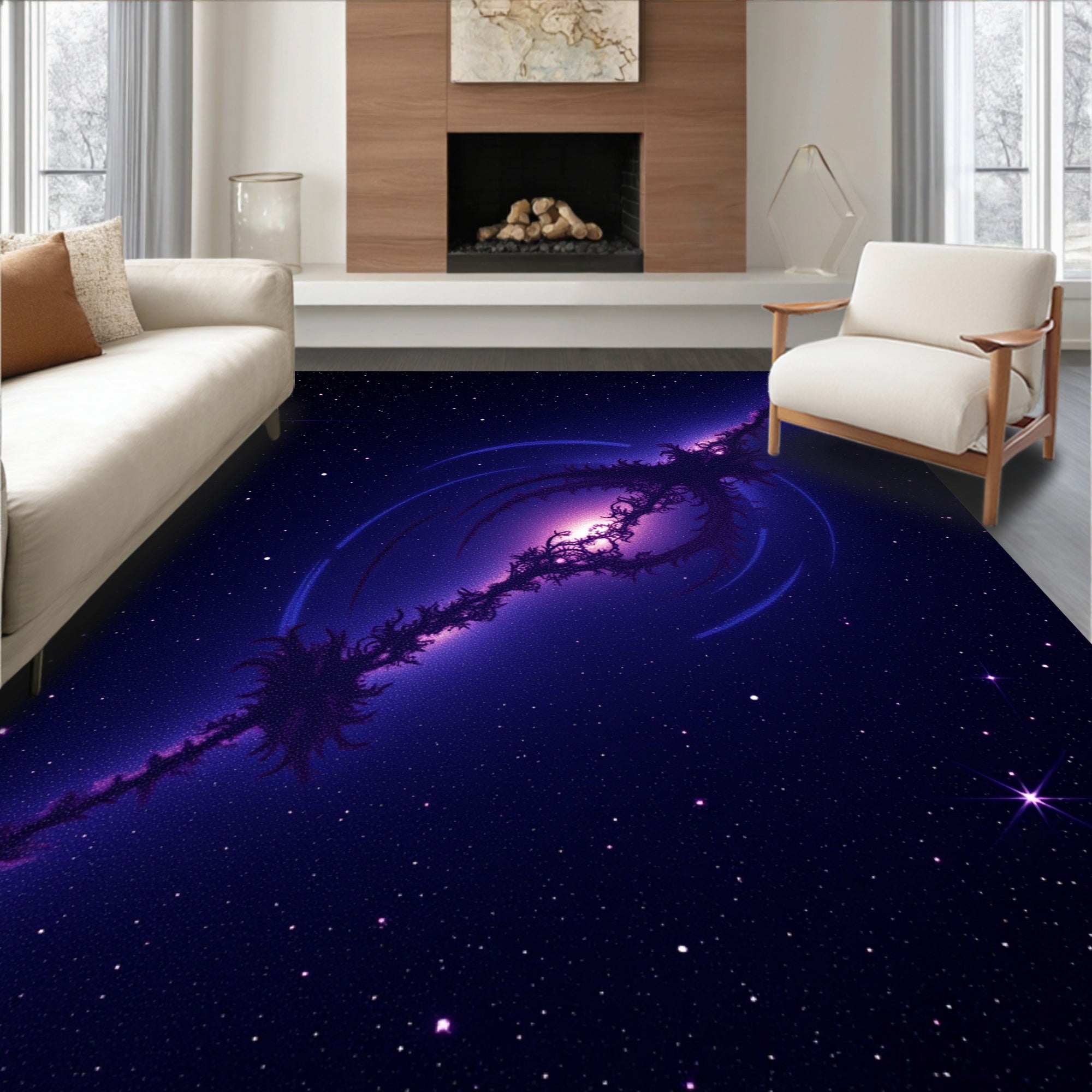 Cosmic Nebula Fractal Pattern Rug