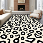 Abstract Spotted Cream Black Pattern Rug