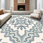 Elegant Blue Floral Medallion Pattern Rug
