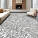 Abstract Black White Contour Rug
