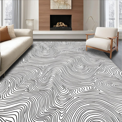 Abstract Black White Contour Rug