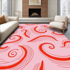 Abstract Red Swirls Pattern Rug