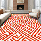Bold Red Labyrinth Pattern Rug