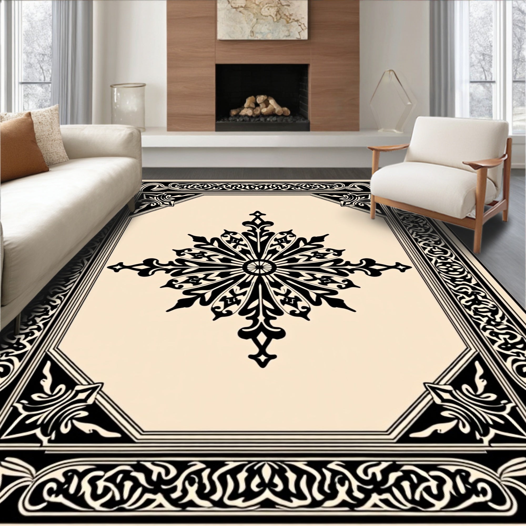 Classic Intricate Floral Medallion Design Rug
